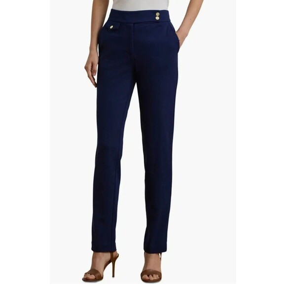 Lauren Ralph Lauren Pants - Lauren Ralph Lauren Women's Ponte Ankle Straight Leg Pants Navy Blue Size L